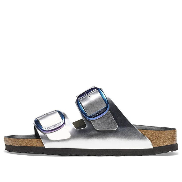 Birkenstock(WMNS)  Arizona Big Buckle Natural Leather Narrow Fit 'Metalic Silver'