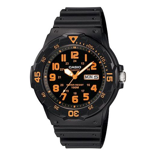 CASIOSports Waterproof Shockproof Mens Black/Orange Analog
