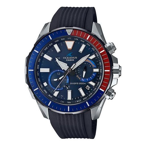 CASIOMen's  OCEANUS Series CACHALOT Solar Energy Watch tooth Watch Solar Powered Mens Blue Analog