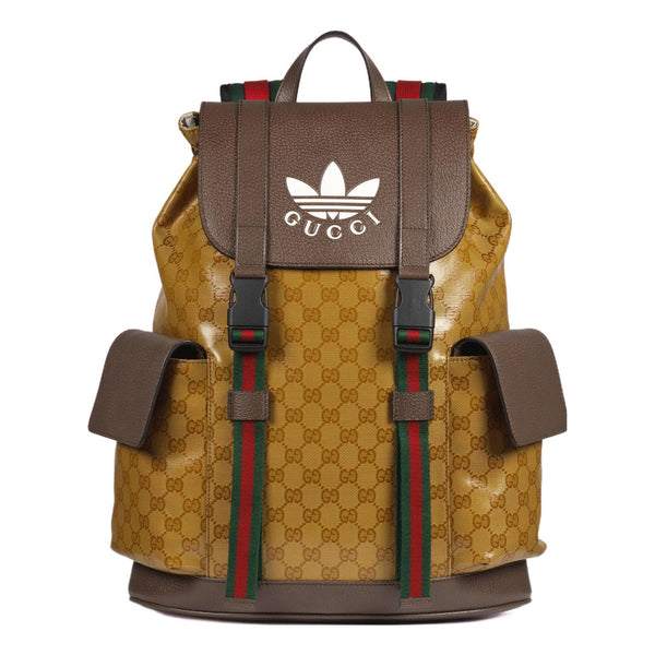 Guccix adidas Logo backpack schoolbag Brown Yellow 22