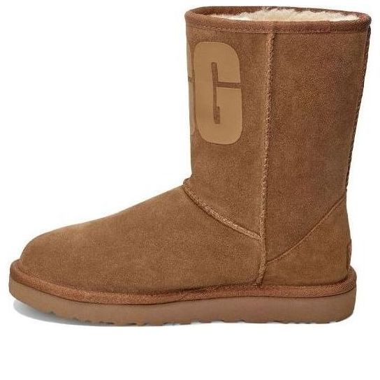 UGG(WMNS)  Classic Short UGG Rubber Logo Fleece Lined