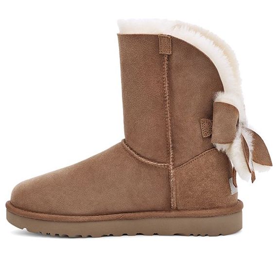 UGG(WMNS)  Classic Short Cuffed Bow Fleece Lined Brown