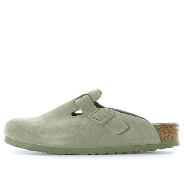 BirkenstockBoston Soft Footbed Suede Leather Sandals 'Faded Khaki'