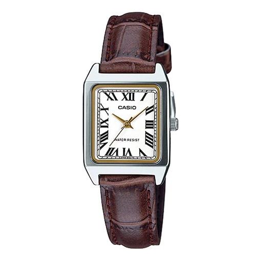 CASIODRESS Series Dial Brown Belt Quartz WhiteDial Plate WhiteBrown Analog