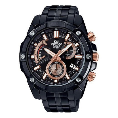 CASIOMen's  EDIFICE Series Retro Stainless Steel Strap Gold Business Mens Black Analog