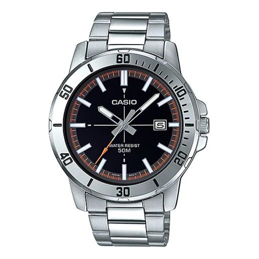 CASIOStainless Steel Strap Quartz Waterproof Mens SilverBlack Analog