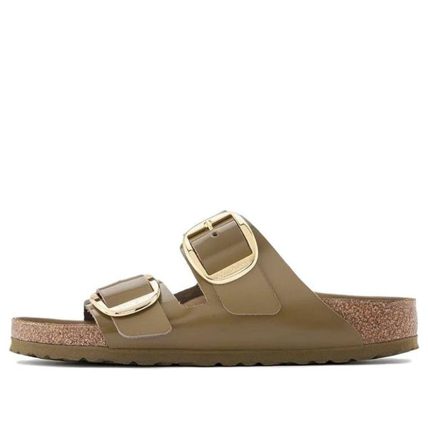 Birkenstock(WMNS)  Arizona Big Buckle Natural Leather Patent Narrow Fit Sandals 'High Shine Mud Green'