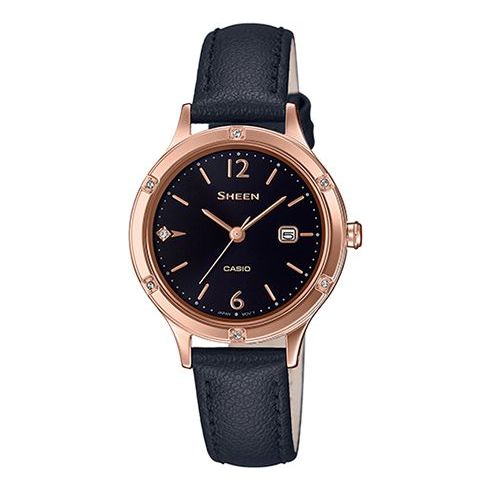 CASIOAnalog SHEEN Sapphire Crystal Quartz Waterproof Black Digital