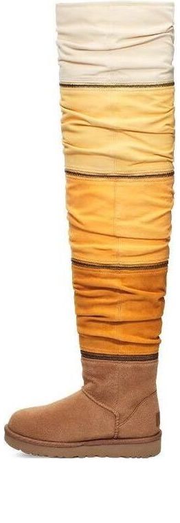 UGG(WMNS)  Classic Sweater Letter TA knitted suede high-leg boots 'Brown Tan'