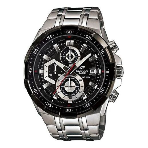 CASIOEDIFICE Waterproof Stainless Steel Strap Mens Black Analog