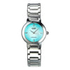CASIOWaterproof Quartz Simulate Gradient Green Dial 25mm Stainless Steel Strap Watch Silver Analog