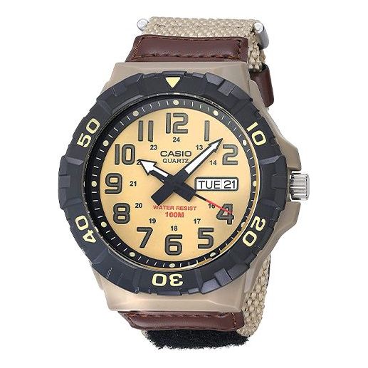 CASIOMen's  Waterproof Quartz Luminous Dial 28.4mm Nylon Strap Watch Mens Khaki Analog