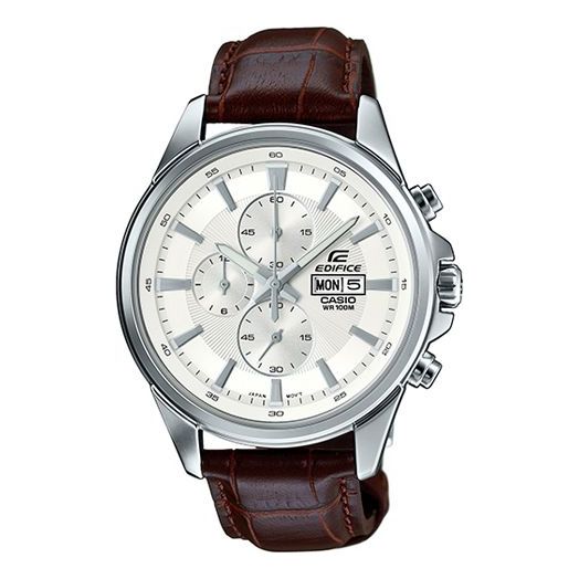 CASIOQuartz Waterproof Sapphire Crystal EDIFICE Solar Powered Mens White Analog