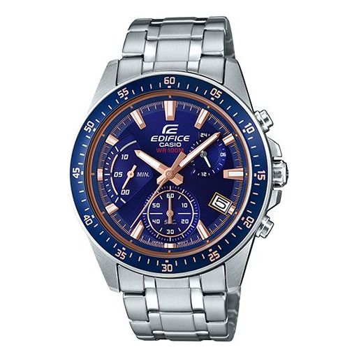 CASIOEDIFICE Waterproof Stainless Steel Strap Mens Blue Analog