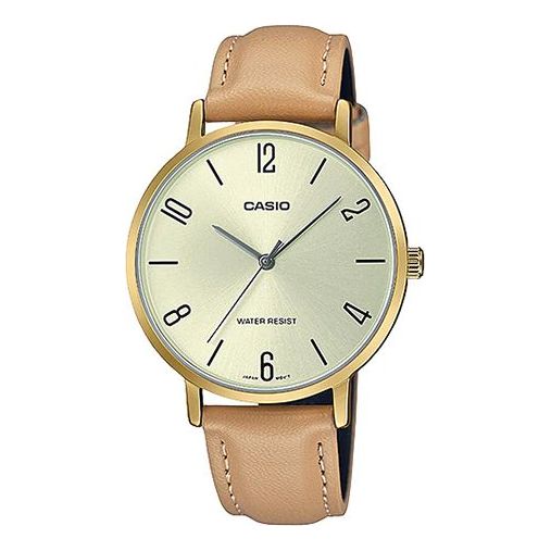 CASIODress Series Classic Minimalistic Exquisite Fashion Champagne Watch 34mm Waterproof Strap Gold Analog