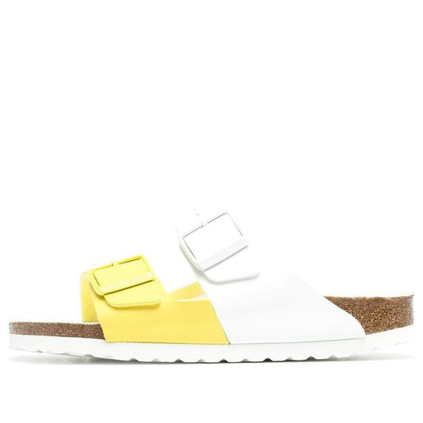 Birkenstock(WMNS)  Arizona Split Birko Flor Narrow Fit Sandals 'White Lime Sour '