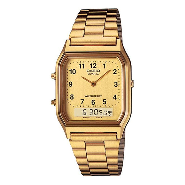 CASIOQuartz Waterproof Gold Retro Mens Gold Analog/Digital Combo