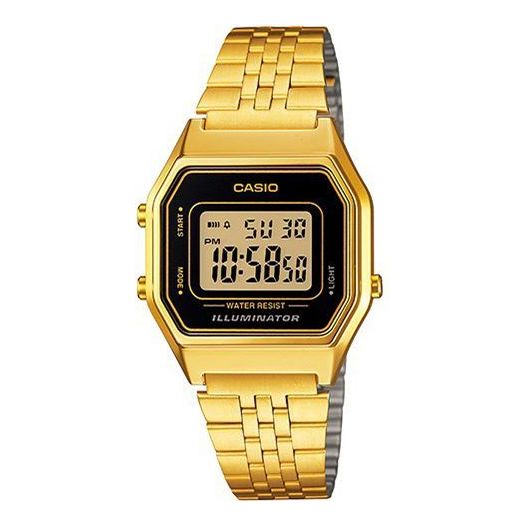 CASIOSTANDARD Vintage Dial Steel Link Band en Waterproof Unisex Mens Gold Digital