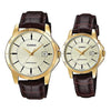 CASIOENTICER&DRESS Series Vintage Waterproofes Yellow Couple Quartz Gold Analog