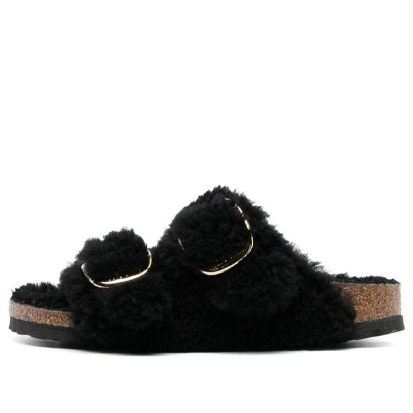 Birkenstock(WMNS)  Arizona Big Buckle Shearling Narrow Fit 'Black Gold'