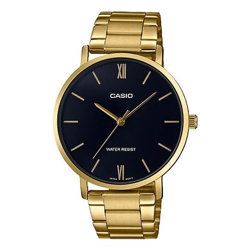 CASIOStainless Steel Strap Quartz Waterproof Black Dial Mens Black Analog