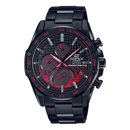 CASIOEDIFICE Series Classic Men'sWatcheses Men's Black Stainless Steel Strap Mens Red/Black Analog
