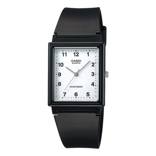 CASIOQuartz Waterproof White DialBlack Strap Mens WhiteBlack Analog