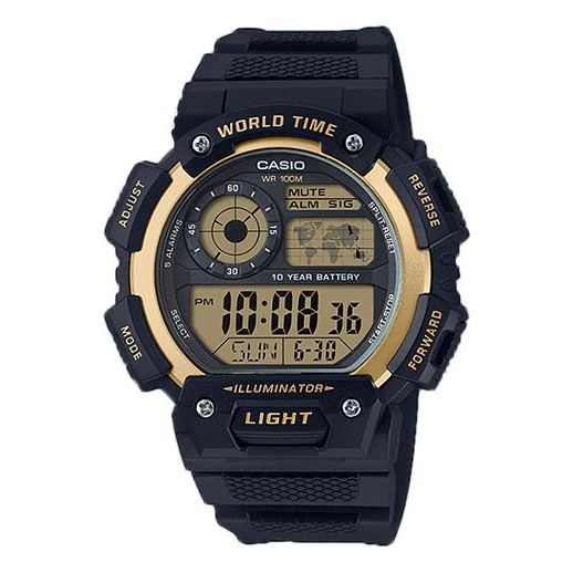 CASIOWaterproof Quartz Sports Mens Black/Gold Digital
