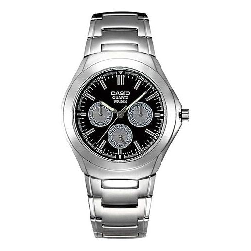 CASIOWaterproof Stainless Steel Strap Mens Black Analog