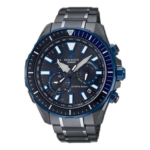 CASIOMale OCEANUS Japan / South Korea Fashion Sapphire Crystal Mens Black Analog