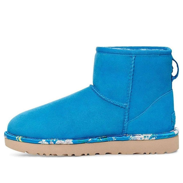 UGG(WMNS)  Classic Mini Floral Snow Boots Blue