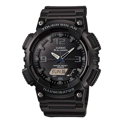 CASIOWaterproof Sports Solar Powered Mens Black Analog/Digital Combo