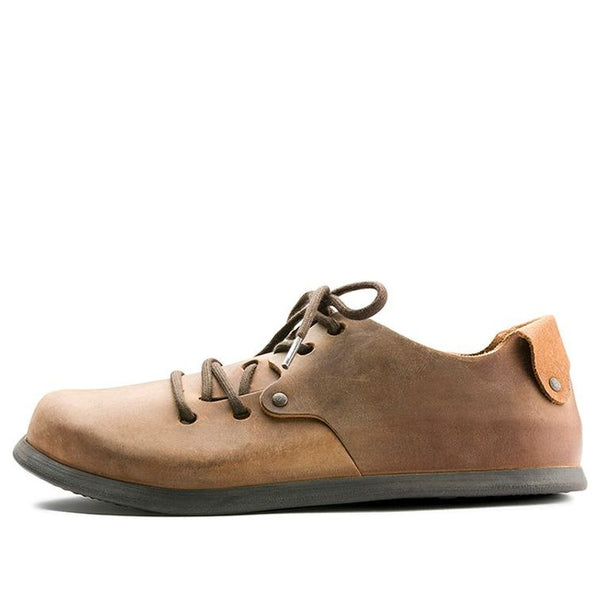 BirkenstockMontana Series Cowhide Low Top Casual Flat Shoes Unisex Brown Ordinary Version