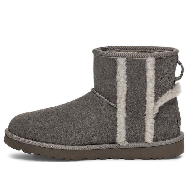 UGG(WMNS)  Classic Mini Shearling Logo 'Charcoal'