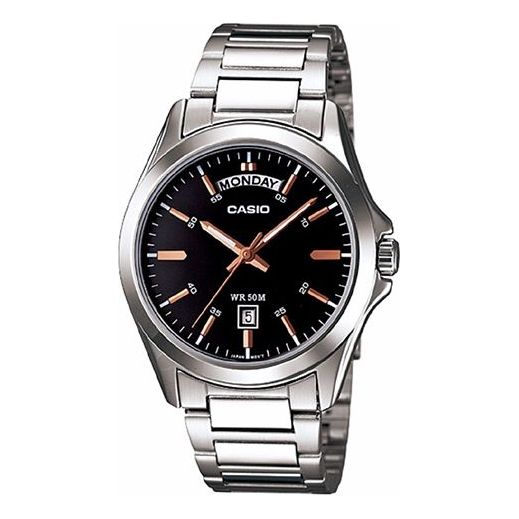 CASIOWaterproof Stainless Steel Strap Quartz Mens Black Analog