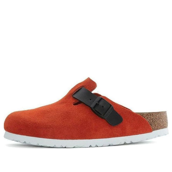 BirkenstockBoston Suede Leather/Birko-Flor Narrow Fit 'Tomato/Black'