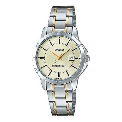 CASIODRESS Series Classic PointerStainless Steel Strap Golden Quartz Waterproof Gold Dial Gold Analog