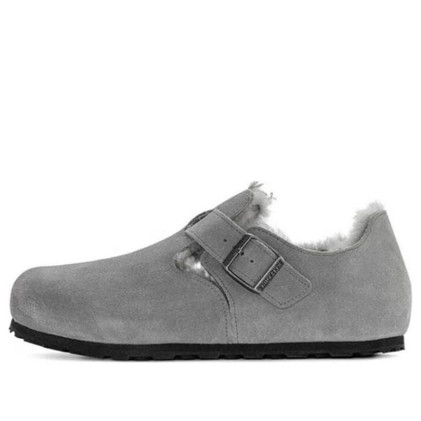 BirkenstockLondon Shearling Suede Leather Narrow Fit 'Whale Grey'