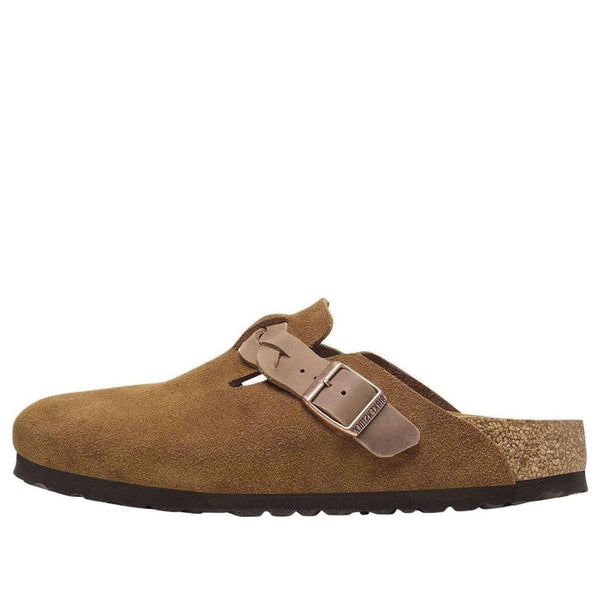 BirkenstockBoston Braided Suede Leather Narrow Fit Sandals 'Mink'
