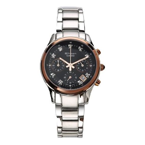 CASIOSHEENSeries Quartzes Business Silver/ Stainless Steel Strap Black Analog
