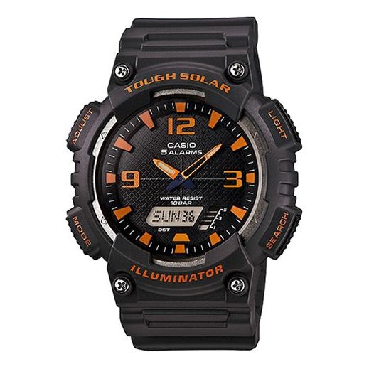 CASIOWaterproof Sports Solar Powered Shockproof Mens Black/Orange Analog/Digital Combo