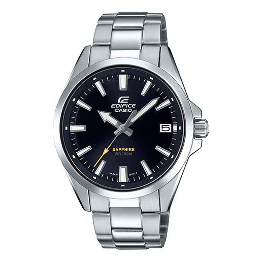 CASIOWaterproof EDIFICE Sapphire Crystal Mens Silver Analog