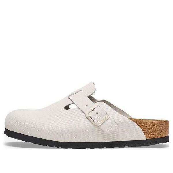 Birkenstock(WMNS)  Boston Suede Leather Embossed 'Corduroy Antique White'