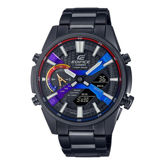 CASIOMen's  Edifice Gradient Series Fashion Business Stylish Solar Powered Metallic Strap Watch Mens Analog