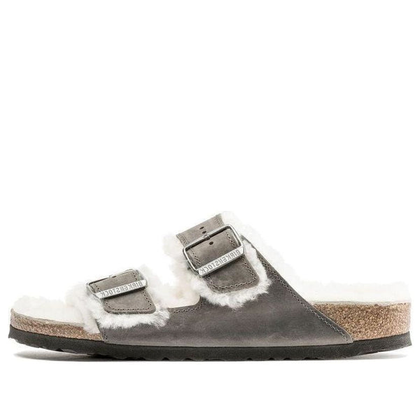 BirkenstockArizona Shearling Waxy Leather Oiled 'Iron'
