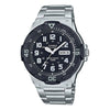 CASIO100Meters Water-Proof Steel Band Black Men's Quartz Sports Mens Silver Analog