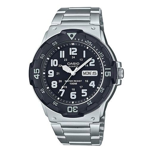 CASIO100Meters Water-Proof Steel Band Black Men's Quartz Sports Mens Silver Analog