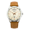 CASIOSportses Business es Creamy/Brown Quartz Waterproof Unisex Mens Gold Analog