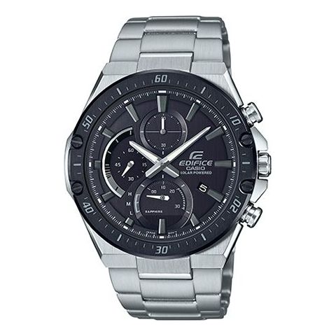 CASIOWaterproof EDIFICE Sapphire Crystal Solar Powered Mens Silver Analog