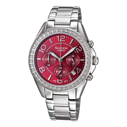 CASIOWaterproof Stainless Steel Strap Wine Red Analog